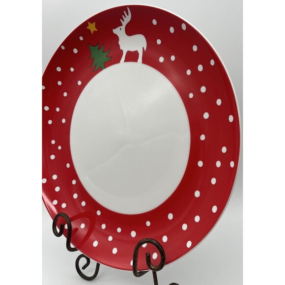 Ponette Japan Christmas Charger Platter Christmas Tree Red Reindeer Decor 12" - Picture 2 of 5